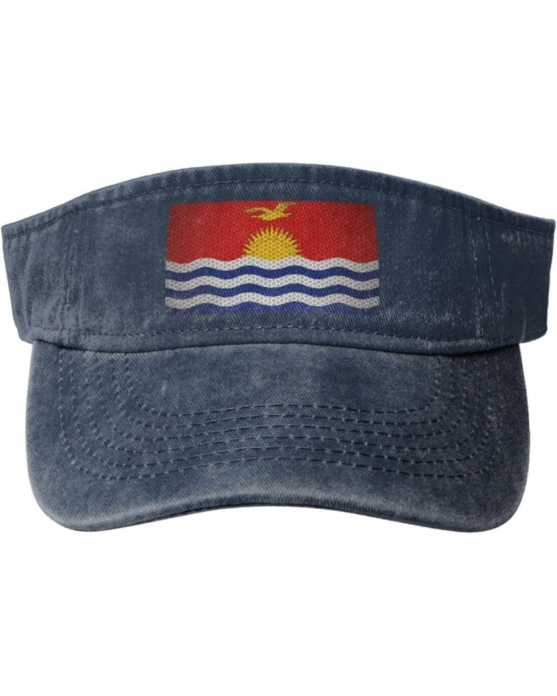 Flag of Kiribati Sun Visor Hats for Women Men Sun Hat Vintage Golf Hat Adjustable Baseball Cap Navy Blue $10.15 Visors