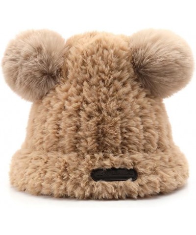 Pompom Beanie Soft Fuzzy Fur Skull Cap Fleece Cuff Beanie Warm Hat Grey $12.04 Skullies & Beanies