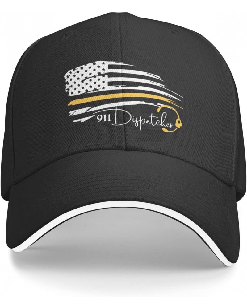 Number 911 Dispatcher Thin Gold Yellow Line Dispatch American Flag Baseball Golf Cap Casquette Outdoor Trucker Hats Adjustabl...