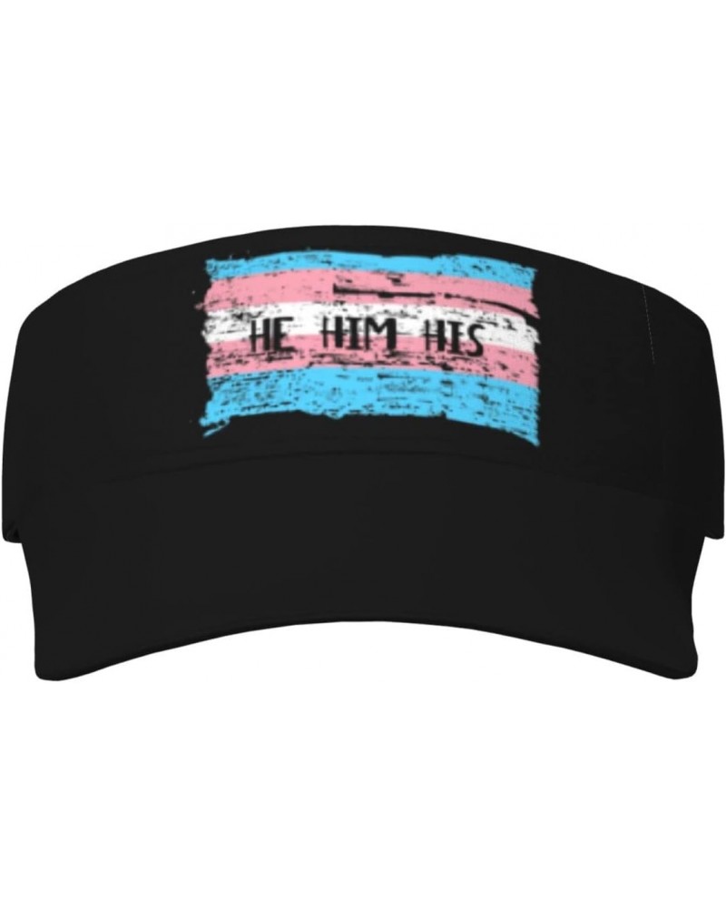 He Him Transgender Pride Flag Hat Sport Sun Visors Adjustable Sunscreen Visor Cap Baseball Cap for Women Men Black $9.46 Visors