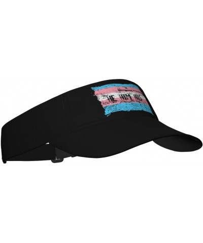 He Him Transgender Pride Flag Hat Sport Sun Visors Adjustable Sunscreen Visor Cap Baseball Cap for Women Men Black $9.46 Visors