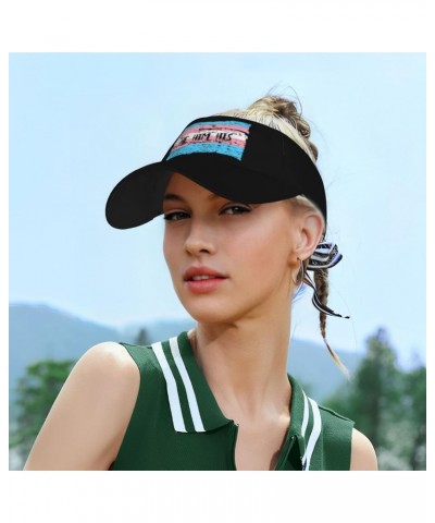 He Him Transgender Pride Flag Hat Sport Sun Visors Adjustable Sunscreen Visor Cap Baseball Cap for Women Men Black $9.46 Visors