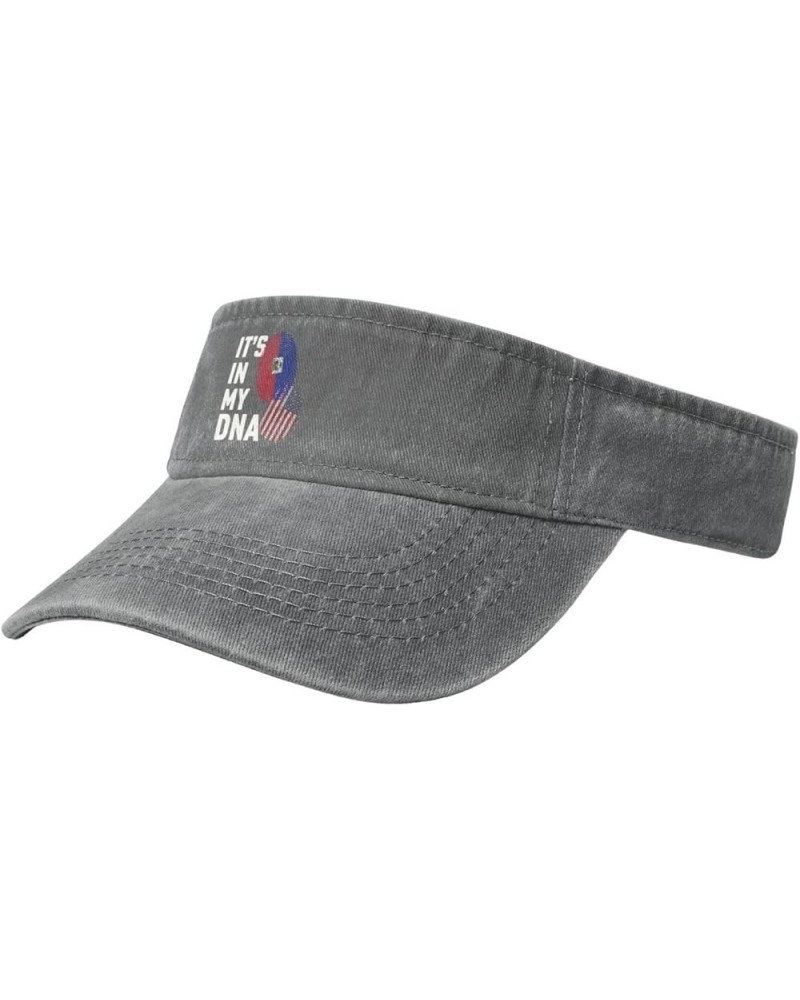 Haiti It's in My DNA Sun Visor Hats for Women Men Adjustable Cooling Sports Sun Hats Cotton Golf Cap Gray $10.35 Visors