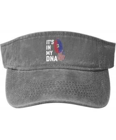 Haiti It's in My DNA Sun Visor Hats for Women Men Adjustable Cooling Sports Sun Hats Cotton Golf Cap Gray $10.35 Visors