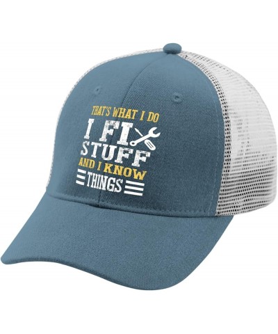 Mens Trucker Hats Black Snapback Hats for Men Trucker Hat Funny Trendy Vintage Sports Hat Skyblue $13.12 Baseball Caps