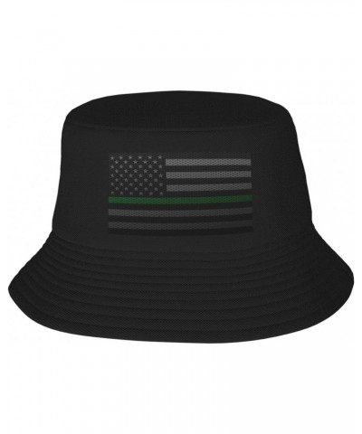 Mesh Style United States Thin Green Line Flag Bucket Hat for Men Women Summer Bucket Hats Outdoor Vacation Beach Travel Fishi...