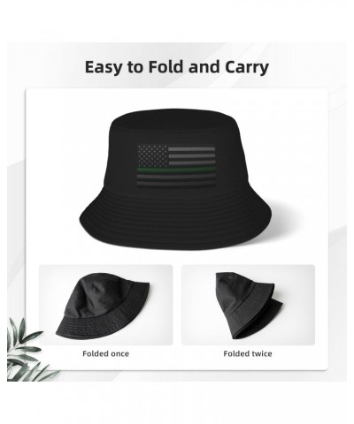 Mesh Style United States Thin Green Line Flag Bucket Hat for Men Women Summer Bucket Hats Outdoor Vacation Beach Travel Fishi...