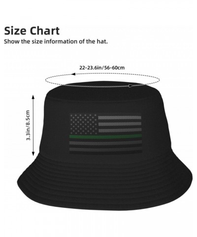 Mesh Style United States Thin Green Line Flag Bucket Hat for Men Women Summer Bucket Hats Outdoor Vacation Beach Travel Fishi...