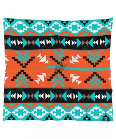 Ethnic Aztec Geometric Silk Scarf 23.6x23.6 Inch Square Neck Scarf for Women Breathable Lightweight Neckerchief Silk Head Sca...