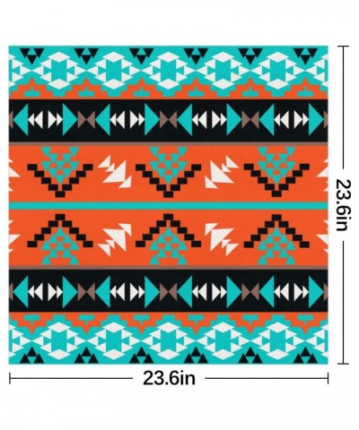 Ethnic Aztec Geometric Silk Scarf 23.6x23.6 Inch Square Neck Scarf for Women Breathable Lightweight Neckerchief Silk Head Sca...