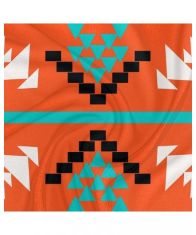 Ethnic Aztec Geometric Silk Scarf 23.6x23.6 Inch Square Neck Scarf for Women Breathable Lightweight Neckerchief Silk Head Sca...