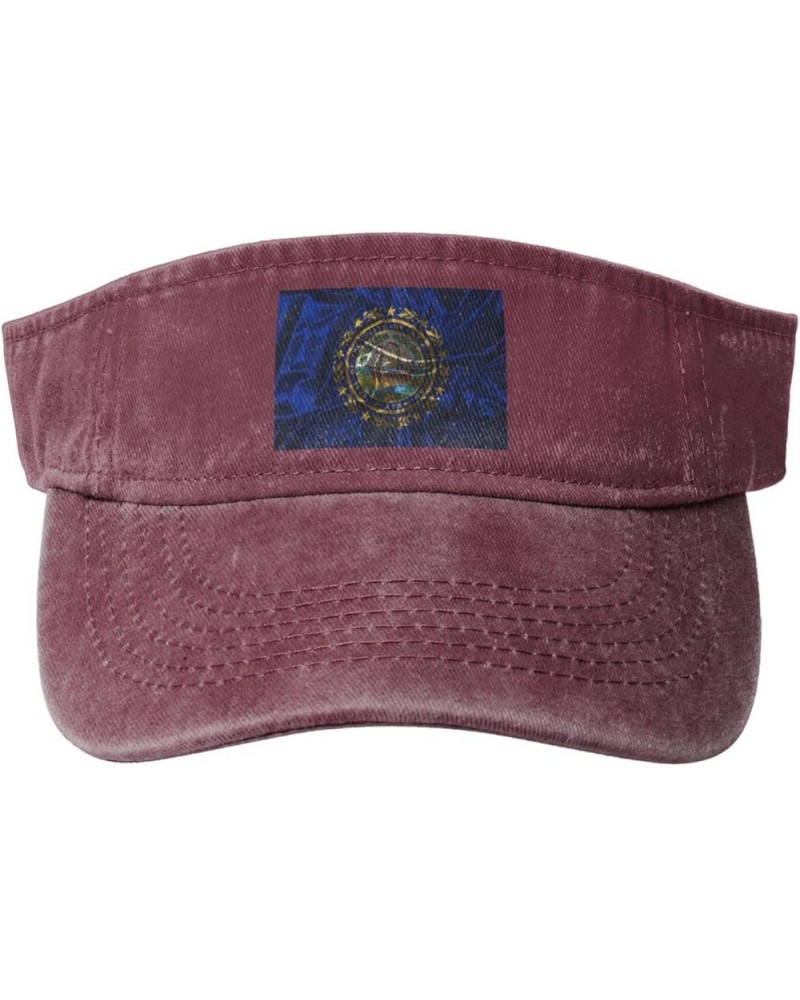 Silk Style Flag of New Hampshire Sun Hat Sun Visor Hats for Women Men Baseball Cap Golf Hats Red $14.20 Visors