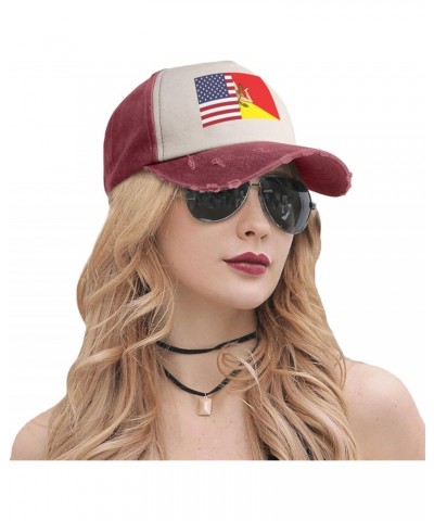 American Flag and Sicilian Flag Vintage Denim Dad Hat - Premium Contrast Baseball Cap $15.23 Baseball Caps