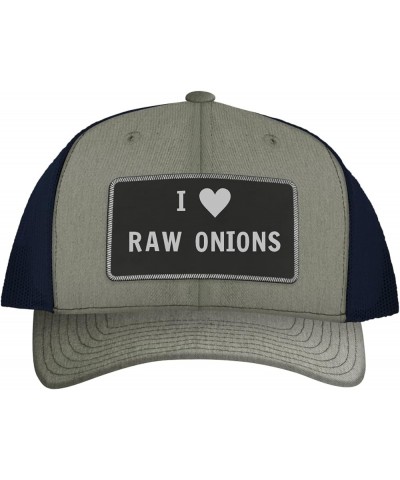 I Heart Love Raw Onions - Leather Black Patch Engraved Trucker Hat Heather/navy $16.21 Baseball Caps