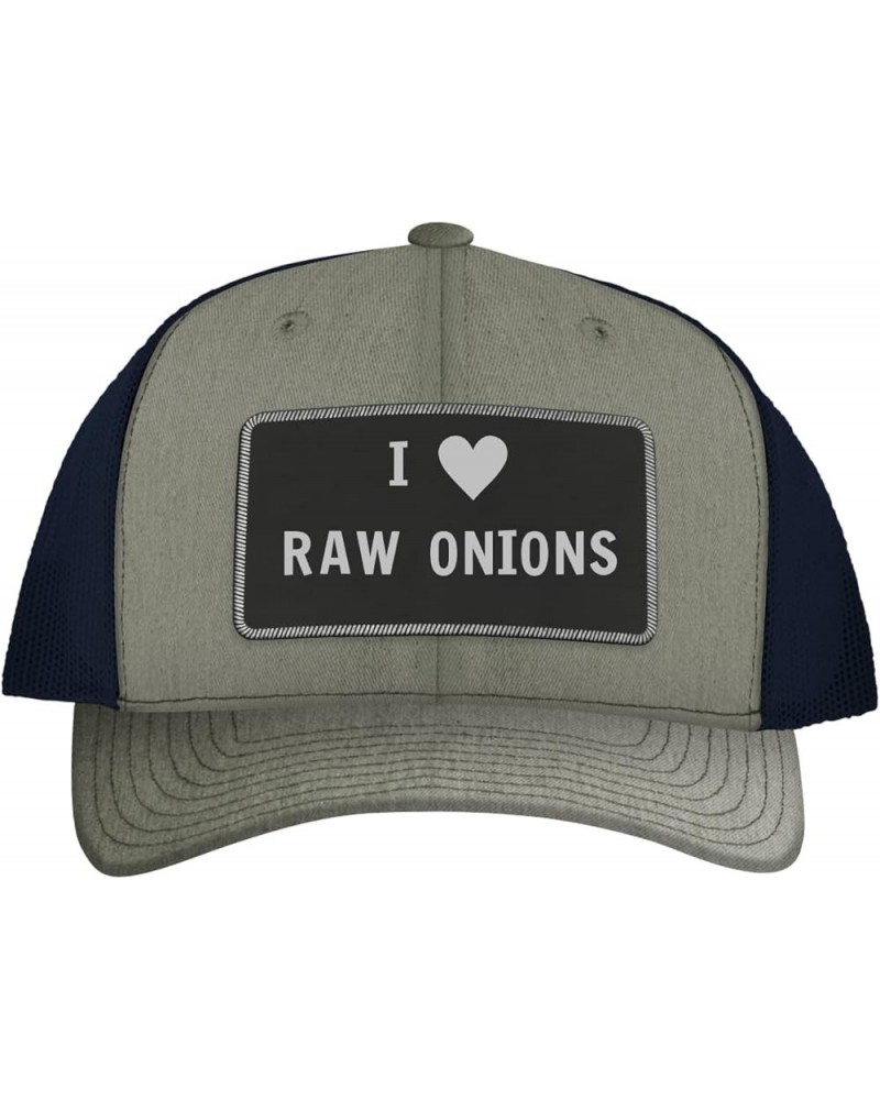 I Heart Love Raw Onions - Leather Black Patch Engraved Trucker Hat Heather/navy $16.21 Baseball Caps