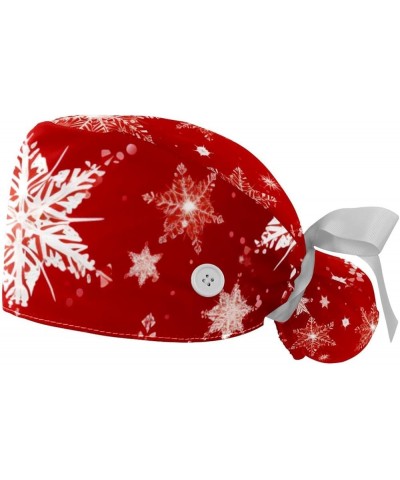 Christmas Snowflakes 2 Pcs Scrub Cap Working Cap with Buttons One Size Adjustable Nurse Hat for Woman Man Color 8 $9.01 Skull...