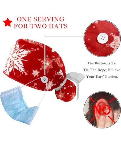 Christmas Snowflakes 2 Pcs Scrub Cap Working Cap with Buttons One Size Adjustable Nurse Hat for Woman Man Color 8 $9.01 Skull...