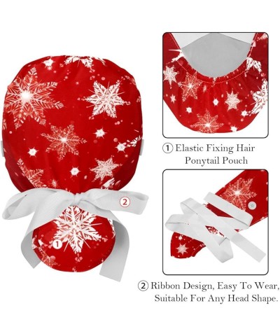 Christmas Snowflakes 2 Pcs Scrub Cap Working Cap with Buttons One Size Adjustable Nurse Hat for Woman Man Color 8 $9.01 Skull...