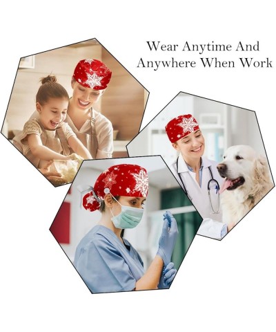 Christmas Snowflakes 2 Pcs Scrub Cap Working Cap with Buttons One Size Adjustable Nurse Hat for Woman Man Color 8 $9.01 Skull...