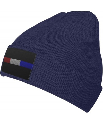 Mesh Style Thin Line Red White Blue Flag Beanie Hat for Men Women Soft Cozy Skull Cap Winter Warm Knit Hats Navy Blue $11.60 ...