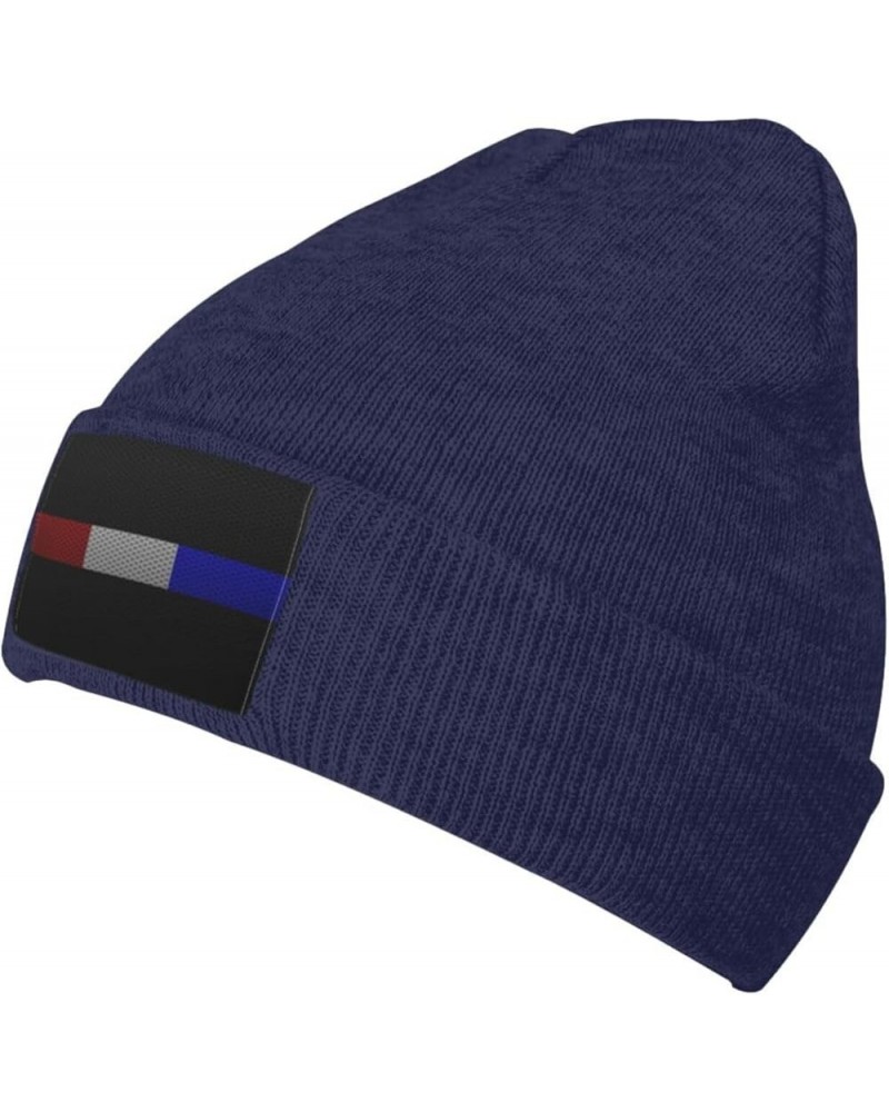 Mesh Style Thin Line Red White Blue Flag Beanie Hat for Men Women Soft Cozy Skull Cap Winter Warm Knit Hats Navy Blue $11.60 ...