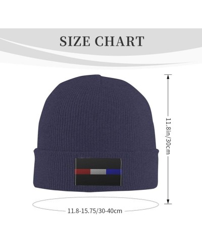 Mesh Style Thin Line Red White Blue Flag Beanie Hat for Men Women Soft Cozy Skull Cap Winter Warm Knit Hats Navy Blue $11.60 ...