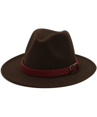 Womens Fedora Hat Men Solid Wide Brim Hats Wine Red Belt Felted Autumn Winter Formal Dress Wedding Classic Cap Yellow $13.48 ...