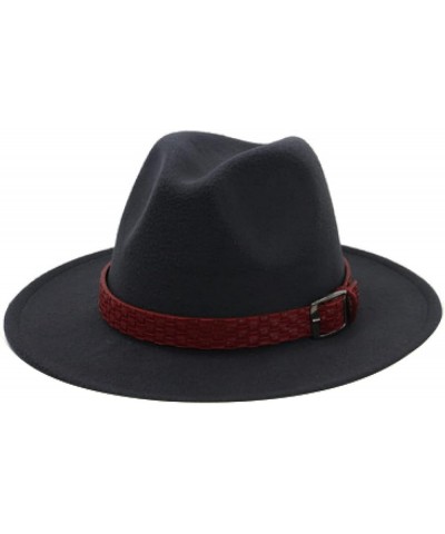 Womens Fedora Hat Men Solid Wide Brim Hats Wine Red Belt Felted Autumn Winter Formal Dress Wedding Classic Cap Yellow $13.48 ...