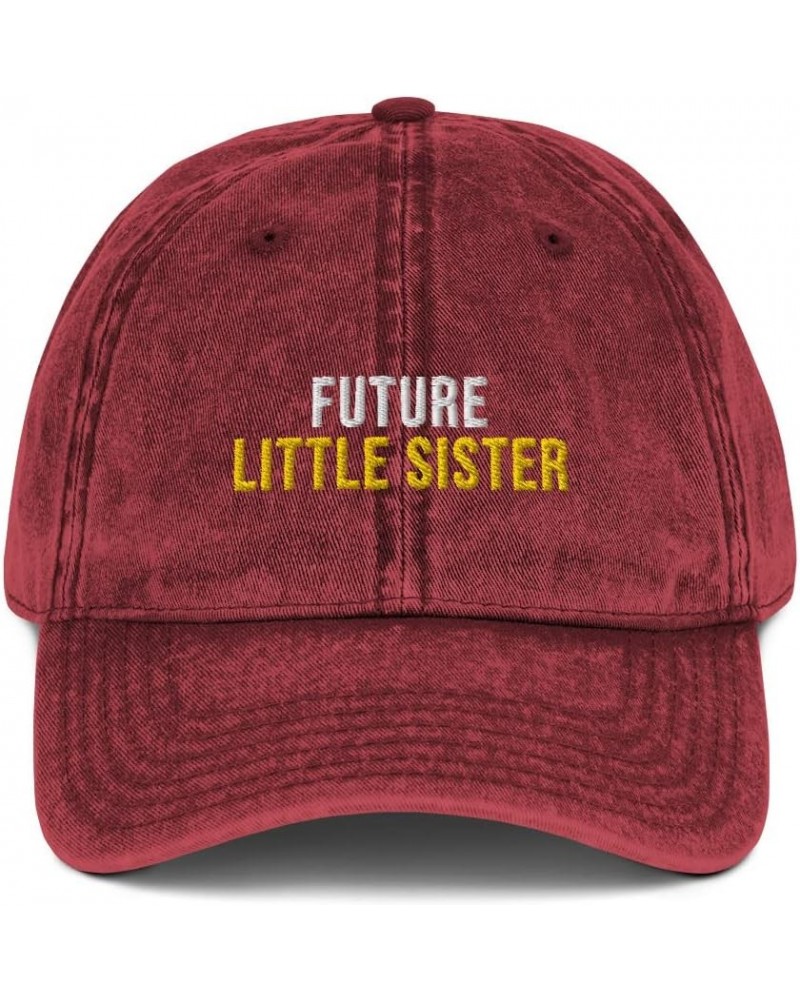 Future Little Sister Hat (Embroidered Vintage Cotton Twill Cap) Little Sister Apparel Maroon $17.59 Baseball Caps