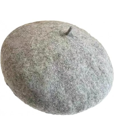 Women Winter Woolen Beret Casual Versatile Thick Pumpkin Hat Light Gray $15.93 Berets