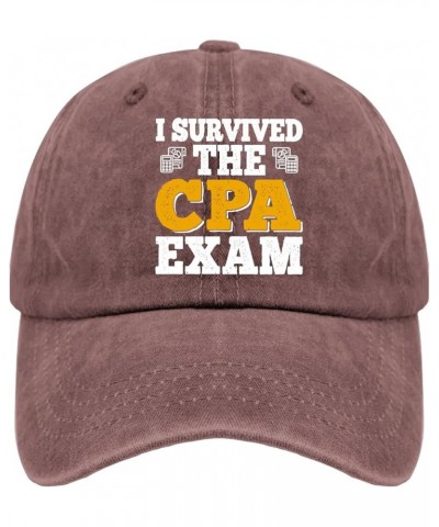 I Survived The Cpa Exam Hat Runners Hat Pigment Black Mens Golf Hat Gifts for Boyfriends Sun Caps Wine Red $10.82 Bucket Hats