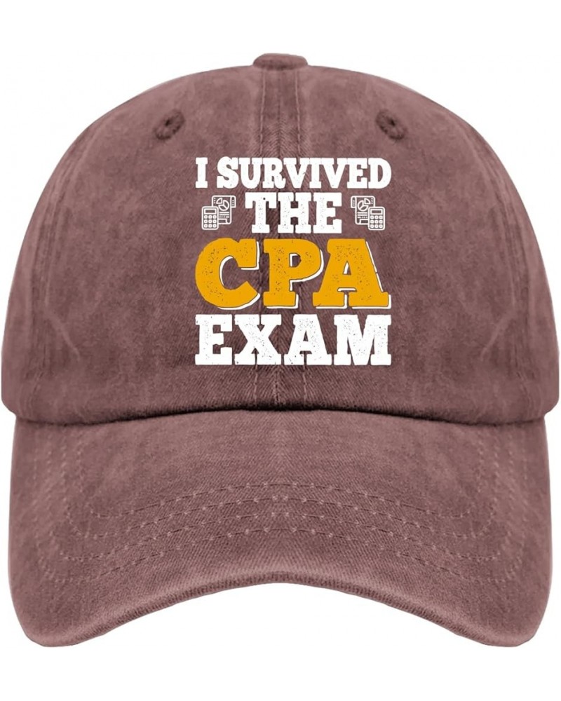 I Survived The Cpa Exam Hat Runners Hat Pigment Black Mens Golf Hat Gifts for Boyfriends Sun Caps Wine Red $10.82 Bucket Hats