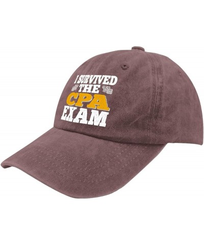 I Survived The Cpa Exam Hat Runners Hat Pigment Black Mens Golf Hat Gifts for Boyfriends Sun Caps Wine Red $10.82 Bucket Hats