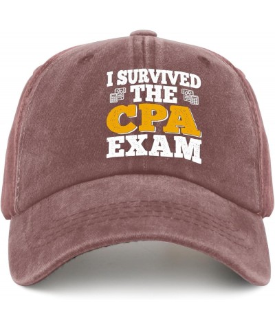 I Survived The Cpa Exam Hat Runners Hat Pigment Black Mens Golf Hat Gifts for Boyfriends Sun Caps Wine Red $10.82 Bucket Hats