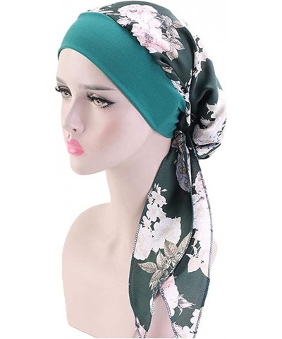 Muslim Beanie Hats for Women's Casual Loose Print Chemo Beanie Cancer Headwear Turban Cap Pre-Tied Beanie Headscarf Army Gree...