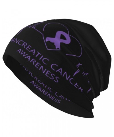 Pancreatic Cancer Awareness Beanie Skull Cap Warm Knit Slouchy Hat for Women Men Black $10.85 Skullies & Beanies