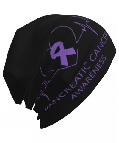 Pancreatic Cancer Awareness Beanie Skull Cap Warm Knit Slouchy Hat for Women Men Black $10.85 Skullies & Beanies