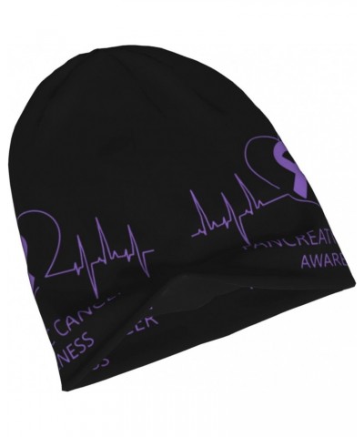 Pancreatic Cancer Awareness Beanie Skull Cap Warm Knit Slouchy Hat for Women Men Black $10.85 Skullies & Beanies