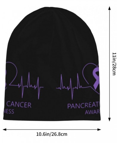 Pancreatic Cancer Awareness Beanie Skull Cap Warm Knit Slouchy Hat for Women Men Black $10.85 Skullies & Beanies