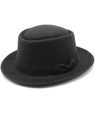 Classic Autumn Winte Soft Felt Pork Pie Hat Brim Jazz Hat for Men Women Vintage Church Hat Brown $17.34 Fedoras