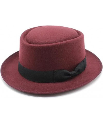 Classic Autumn Winte Soft Felt Pork Pie Hat Brim Jazz Hat for Men Women Vintage Church Hat Brown $17.34 Fedoras