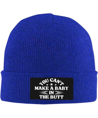 You Can't Make A Baby in The Butt Beanie Men Women Warm Knit Hat Funny Fashion Winter Cap Blue $8.79 Skullies & Beanies