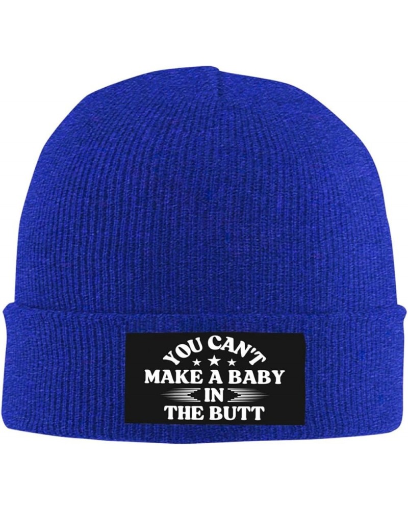 You Can't Make A Baby in The Butt Beanie Men Women Warm Knit Hat Funny Fashion Winter Cap Blue $8.79 Skullies & Beanies