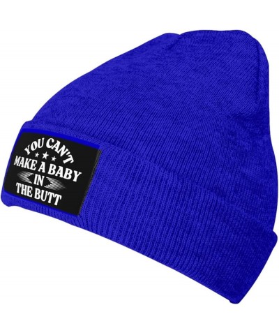 You Can't Make A Baby in The Butt Beanie Men Women Warm Knit Hat Funny Fashion Winter Cap Blue $8.79 Skullies & Beanies