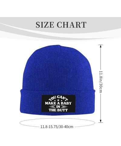 You Can't Make A Baby in The Butt Beanie Men Women Warm Knit Hat Funny Fashion Winter Cap Blue $8.79 Skullies & Beanies