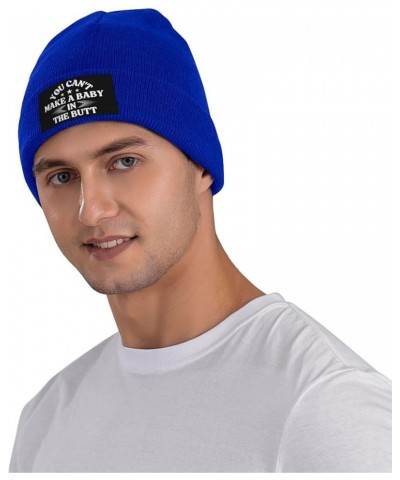 You Can't Make A Baby in The Butt Beanie Men Women Warm Knit Hat Funny Fashion Winter Cap Blue $8.79 Skullies & Beanies