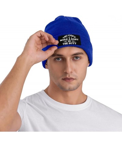 You Can't Make A Baby in The Butt Beanie Men Women Warm Knit Hat Funny Fashion Winter Cap Blue $8.79 Skullies & Beanies