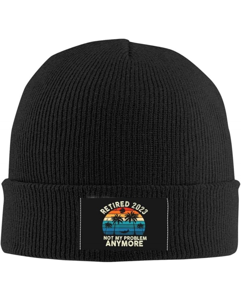 Retired 2023 Not My Problem Anymore Funny Gift Beanie Hat Men Knit Skull Cap Women Knitted Hat Slouchy Hat Black Black $10.81...