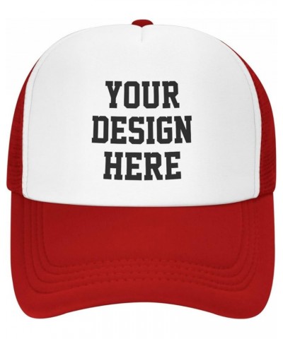 Custom Hats Personalized Add Your Name Text Image DIY Gift Trucker Hats Red $7.63 Baseball Caps