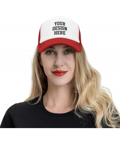 Custom Hats Personalized Add Your Name Text Image DIY Gift Trucker Hats Red $7.63 Baseball Caps